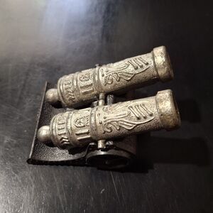 Vintage Plastic Cannons Salt and Pepper Shaker w Holder Hong Kong